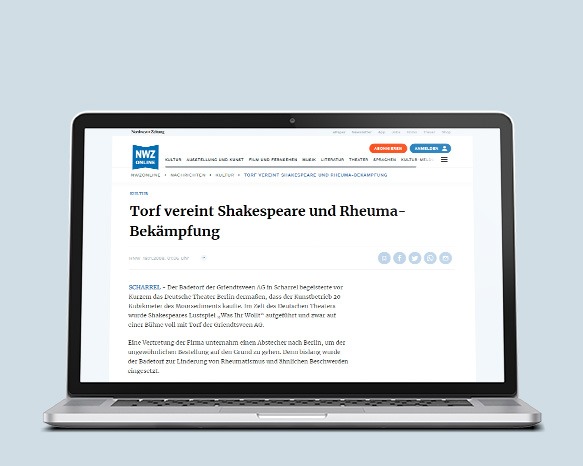 NWZ Artikel vom 19.11.2008 -Torf vereint Shakespeare und Rheuma-Bekämpfung